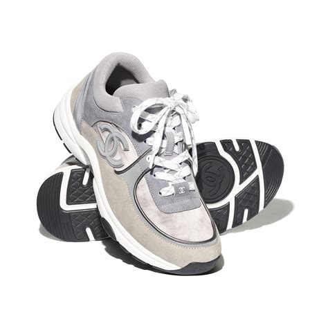 chanel calfskin shoes|gray chanel sneakers.